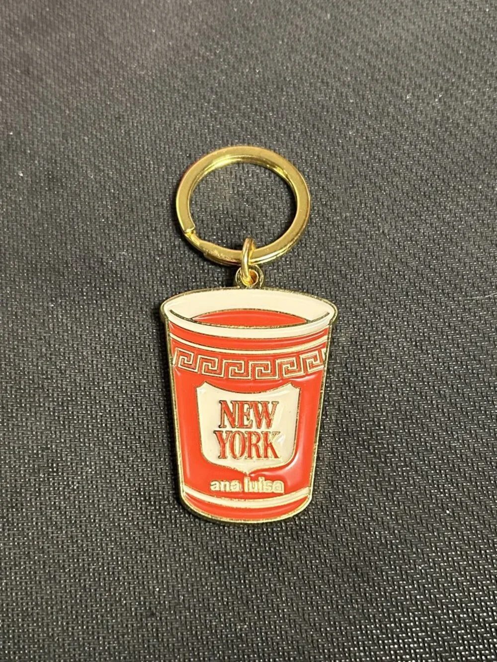 Ana Luisa New York Anthora Coffee Cup Gold Enamel Keychain